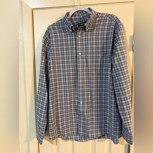 Orvis Men's Navy Plaid Button Down Shirt